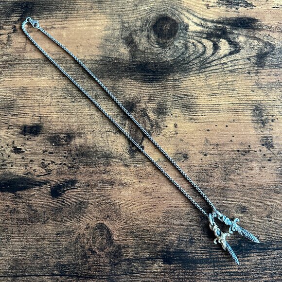 David Yurman Two Waves Dagger w/ 18K Gold, Sterling Silver & Diamonds Necklace - Picture 5 of 16